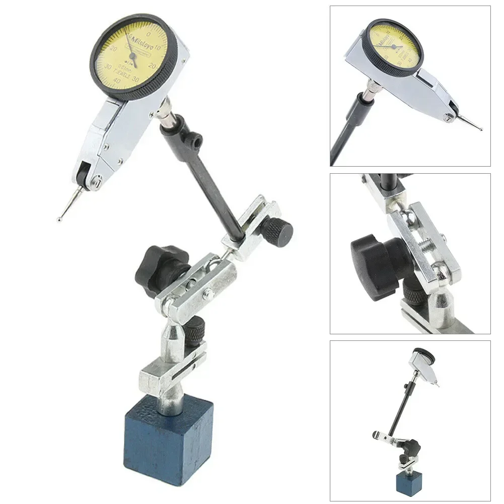 Neue praktische Qualitätsbasis mit Manometer, Magnetfuß mit Manometer, 24 x 24 x 27 mm, 7,87 Zoll, verstellbare Basismessgerät