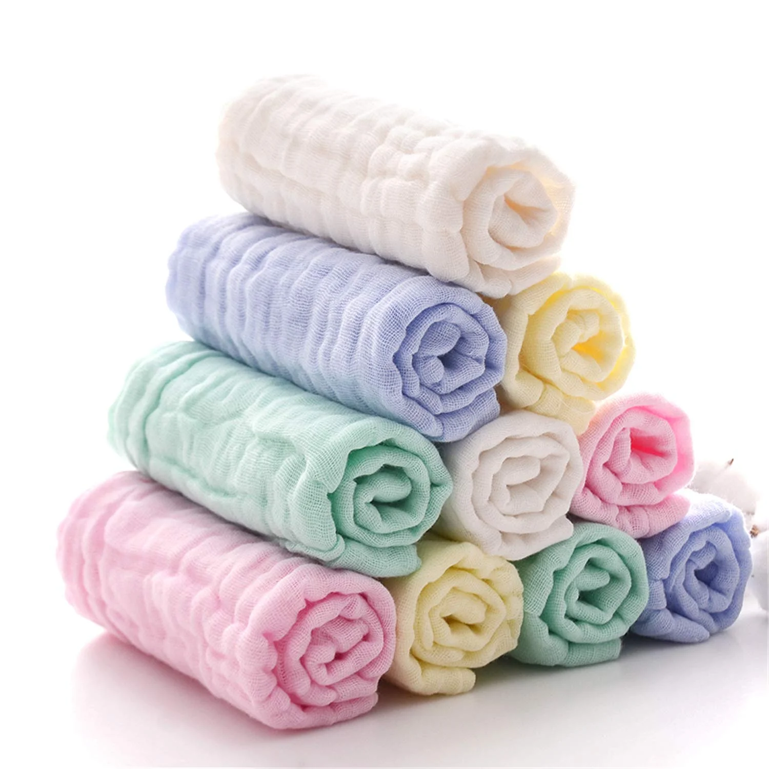 Baby Muslin Washcloths Natural Cotton Baby Wipes Soft Newborn Face Towel Sensitive Skin- Baby Registry 12*12inch Towels 2pcs