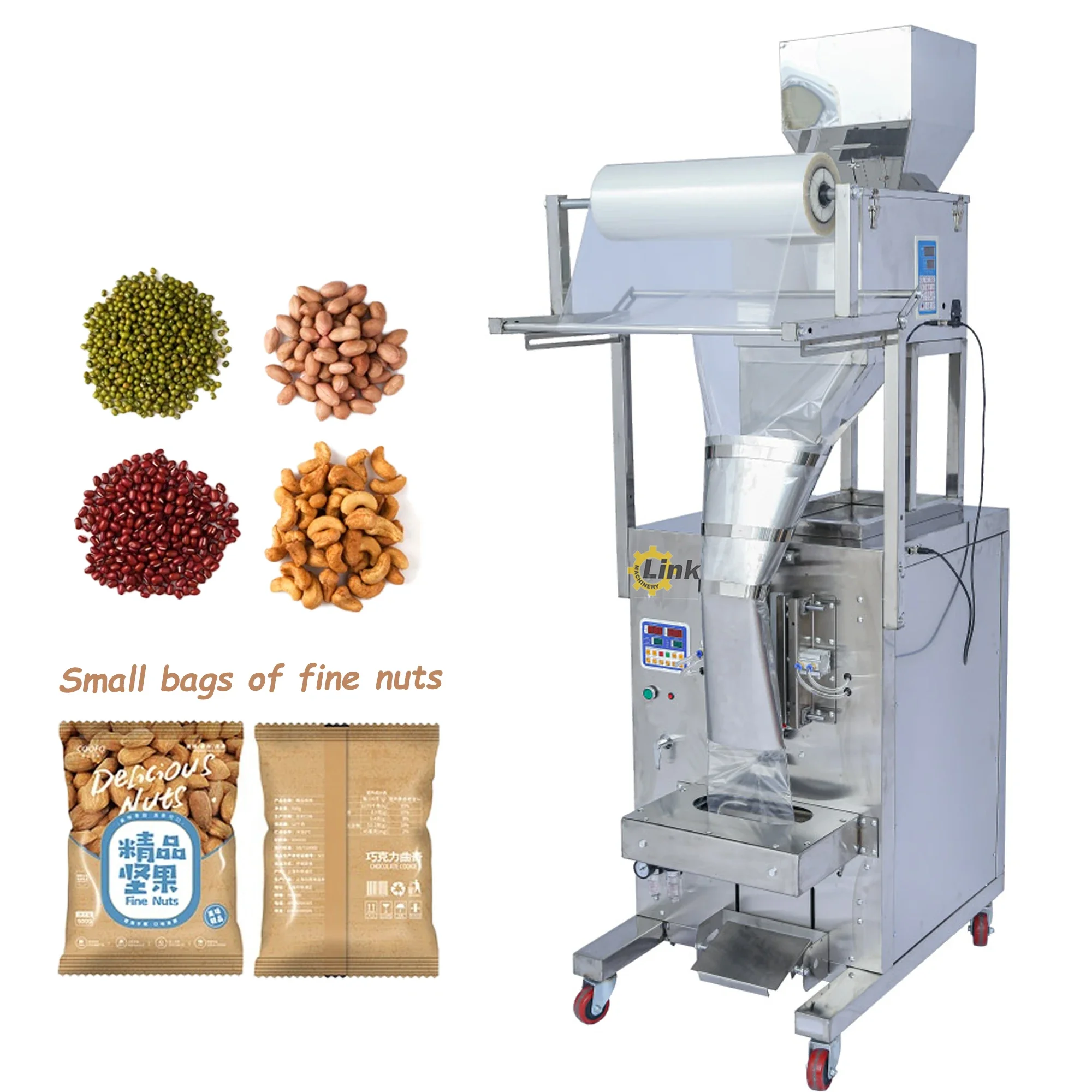 Automatic Snack Food Sunflower Seed Peanut Plastic Bag Packaging Sealing Bean Packing Machine With date Printing multifunction