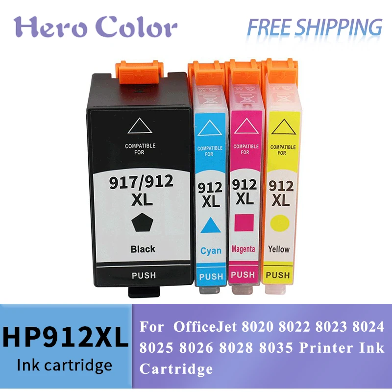 

Чернильный картридж HP912XL 912, совместимый с OfficeJet 8020 8022 8023 8024 8025 8026 8028 8035, чернильный картридж для принтера