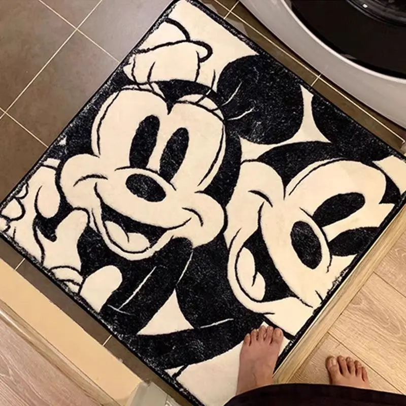 

Cartoon Anime Disney Cute Mickey Minnie Square Floor Mat，bathroom absorbent anti slip, bedroom children's room decorative mat