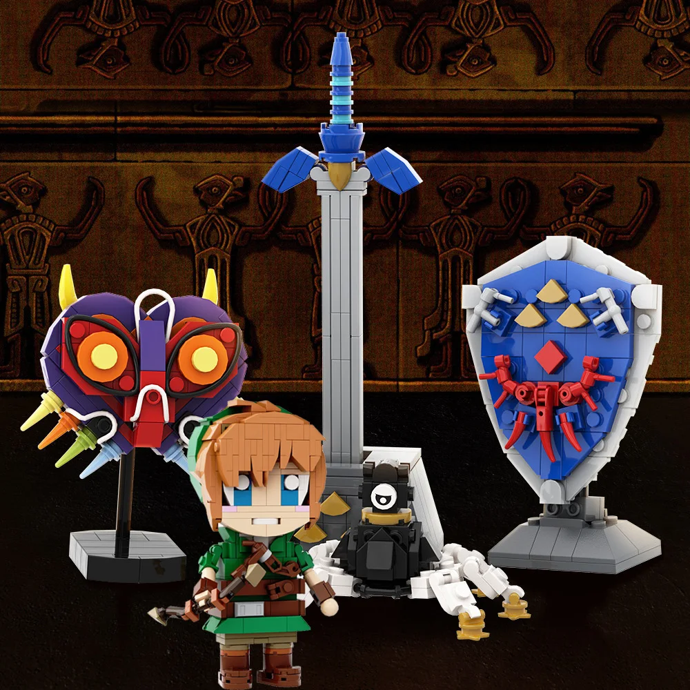 

MOC Link Building Block Mini Game Figure Shield Model Assembled Mini Bricks Toy For Kids Gift