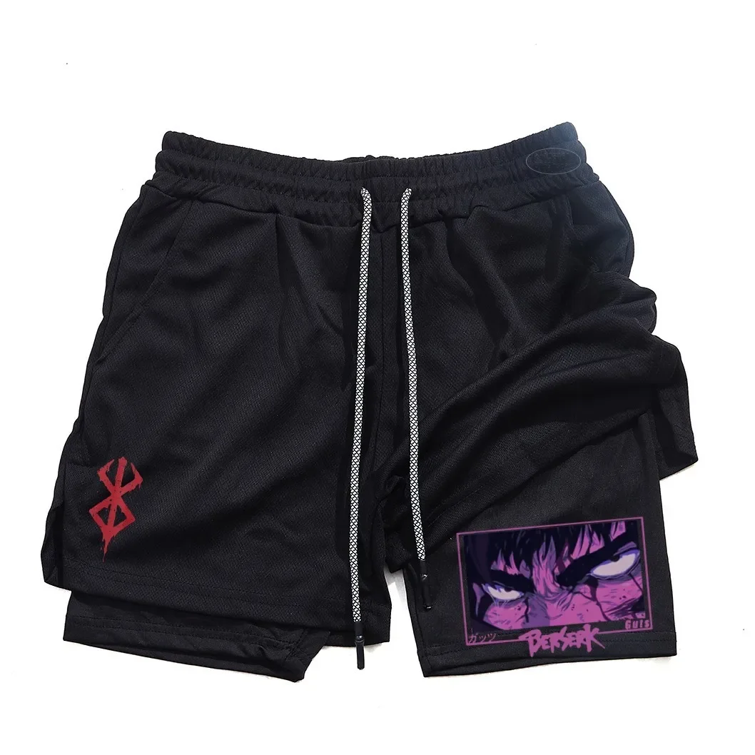 

Men's Fitness Shorts Anime 2 in 1 Running Jogging Training Yoga Basketball Sportswear Outdoor Casual Double Layer Pants M-3XL