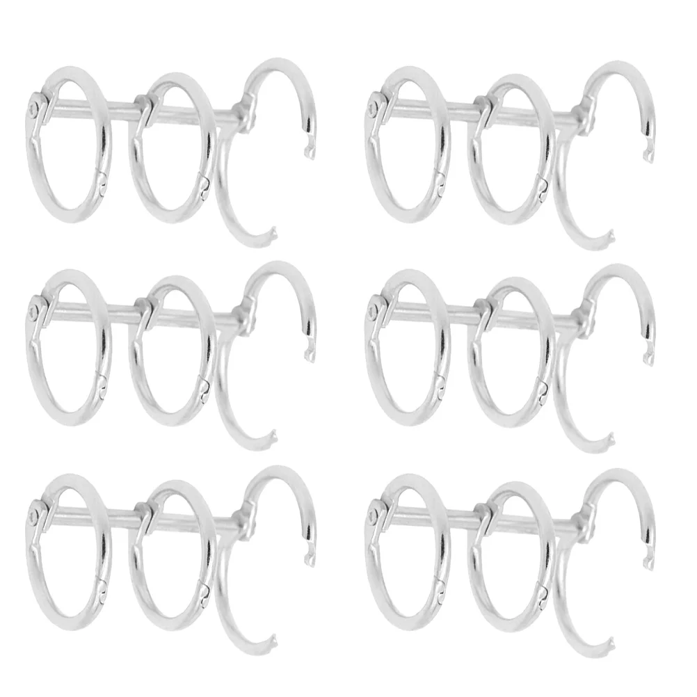 6 Pcs Metal Binder Ring 3-rings Three-holes Decorate DIY Iron Segmented Notebook Office Practical