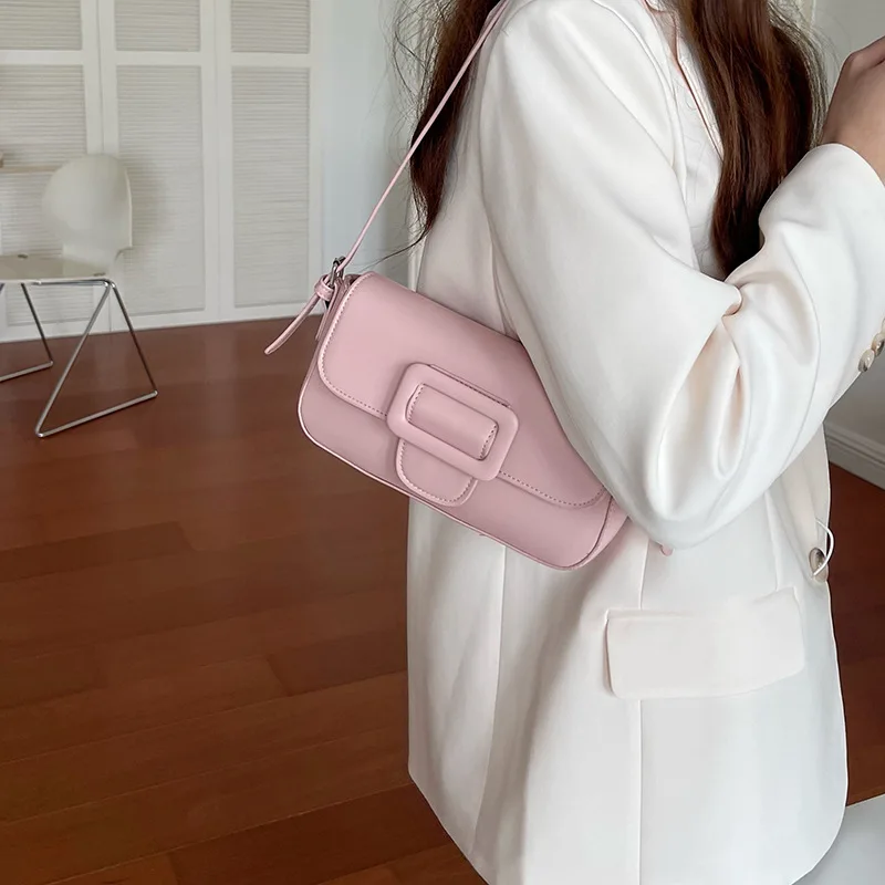 

TRSYPHXM 2024 new niche design trend black bag retro single shoulder underarm bag minimalist bag