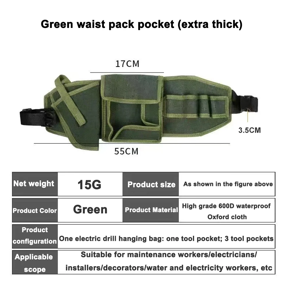 Imagem -06 - Impermeável Oxford Pano Multifuncional Tool Kit Cintura Pendurada Broca Elétrica Bolsa Eletricista Woodworking Bolsa