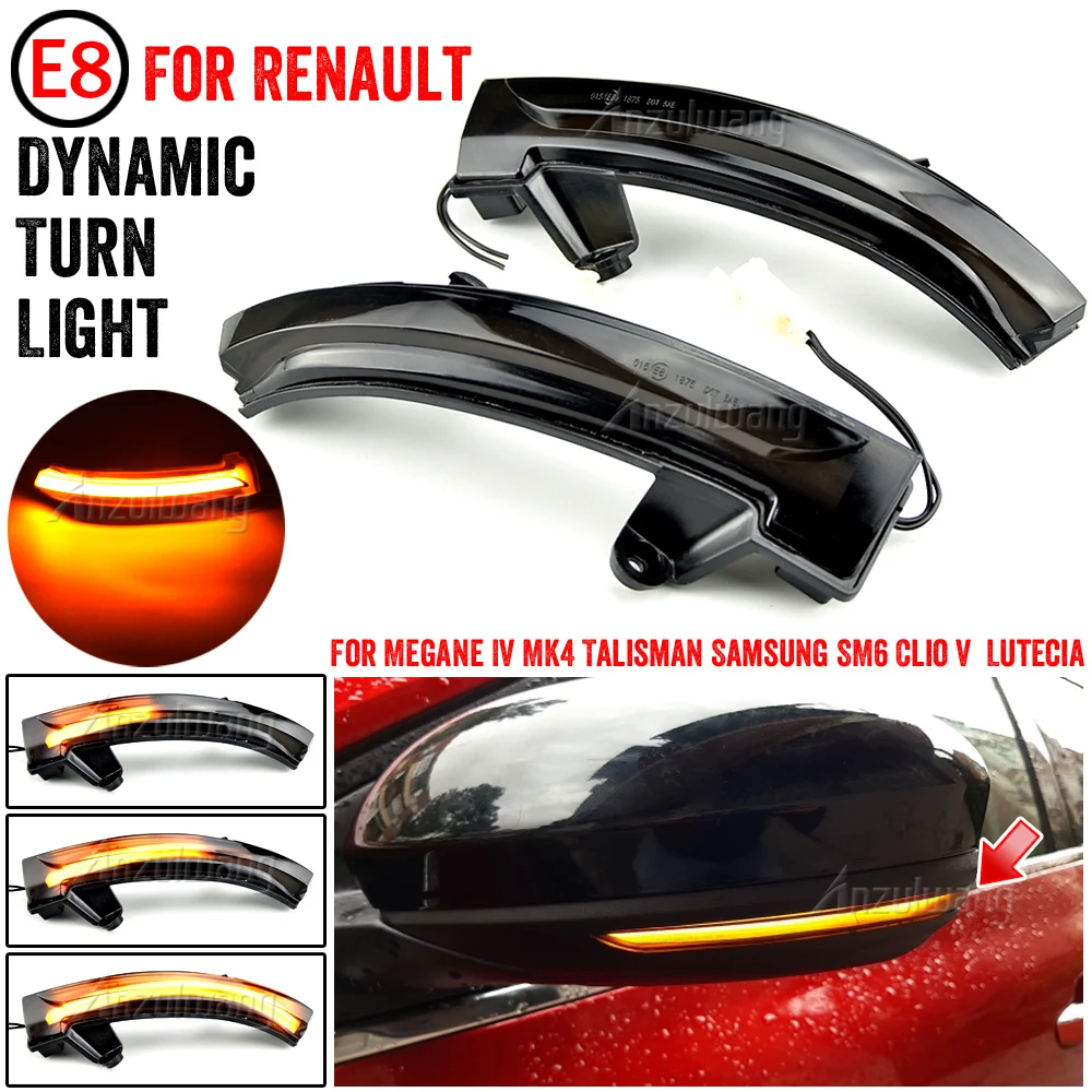 1 Pair Dynamic Blinker LED Turn Signal Light Side Mirror Indicator Lamp Fit For Renault Talisman 2016- Megane IV 2016-2019
