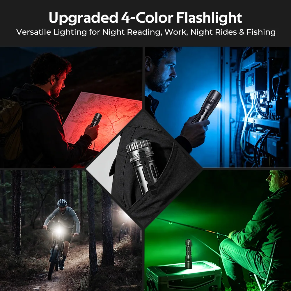 Wurkkos T1 LED Tactical Flashlight 5500Lm 4 Lighting Modes with Pen Clip Waterproof USB Rechargeable High Power Portable Light - view 6