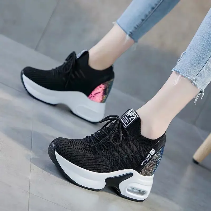 Sneakers Women Spring 2023 Casual Wedges Basket Femme High Top Women\'s Vulcanize Shoes for Women Zapatos De Mujer