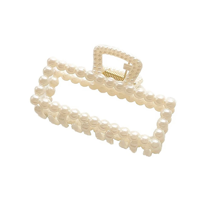 Elegant Imitation Pearl Hair Claw Clips For Women Fashion Geometric Headwear Shark Clip Back Head Hair Clip Hair Crab Accessory image 6