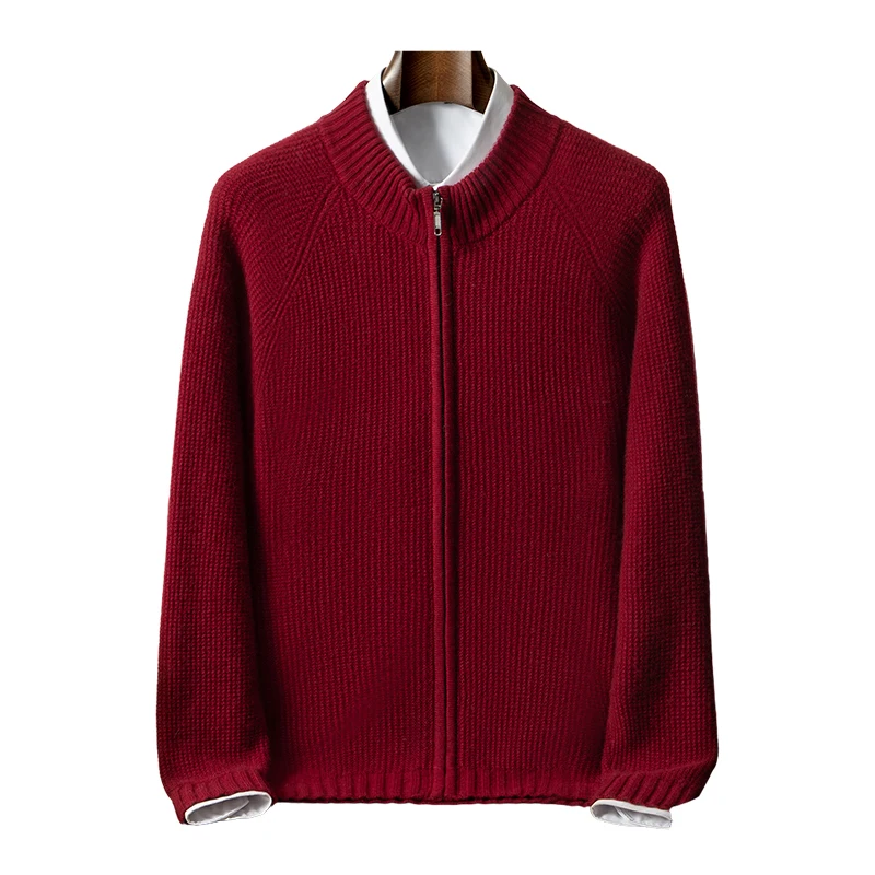 

Свитер из 100% чистого кашемира, мужской кардиган с полуводолазкой, свободный трикотаж, повседневный однотонный свитер в рубчик