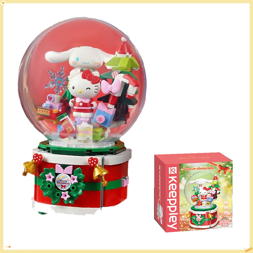 

Keeppley Sanrio Family HelloKitty Cinnamoroll Christmas Wishing Music Box Puzzle Building Blocks Decorative Ornaments Toy Gift