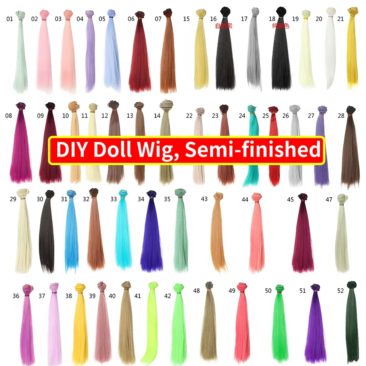 1 Piece Wig BJD Hair 25cm*100cm, Various Colors, Straight Hair Wig, Suitable for 1/3 1/4 BJD DIY