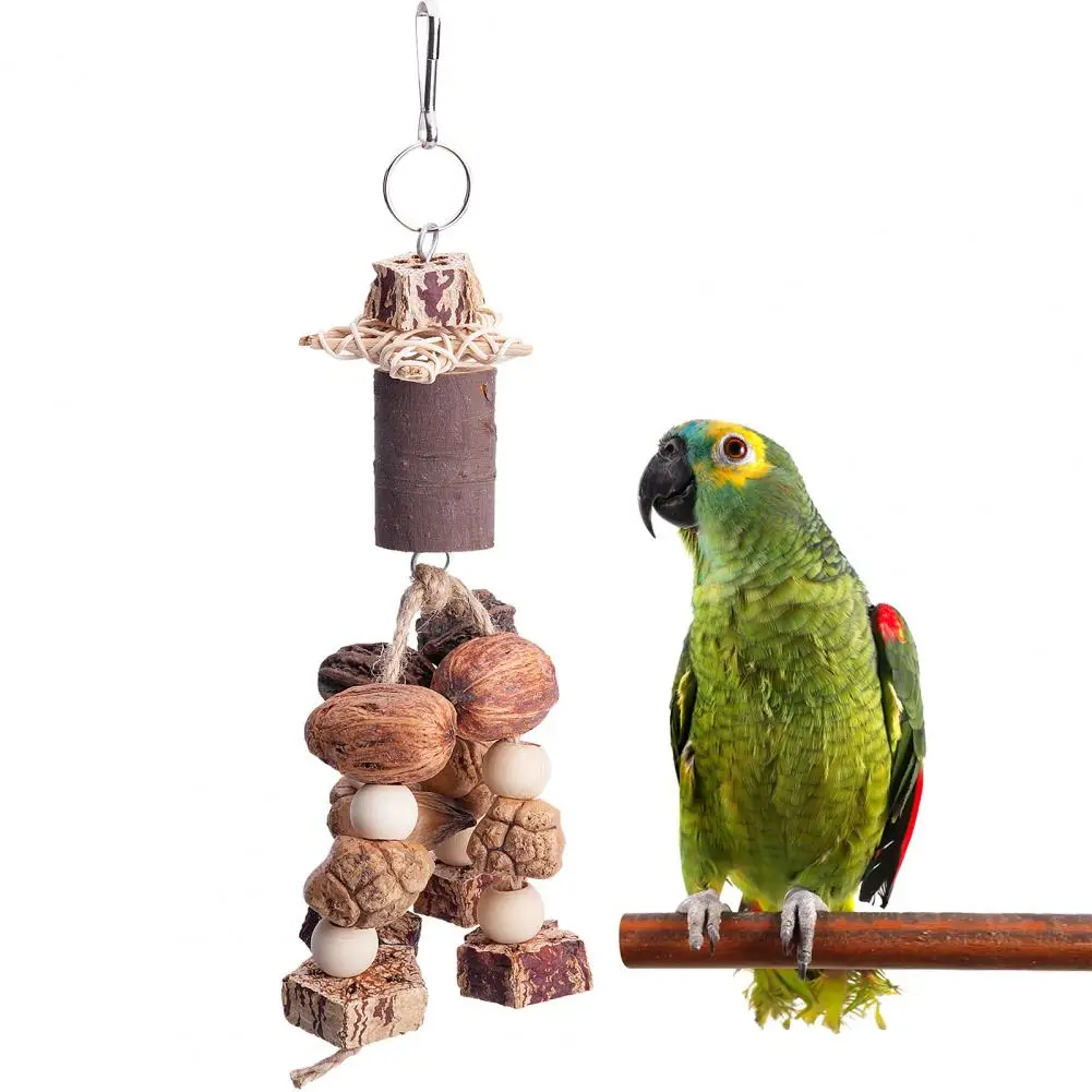 Parrot Toy Bite Resistant Bird Swing Biting Toy Natural Materials Hanging Parrot Bird Molar Toy Pet Parrot Chew Toy