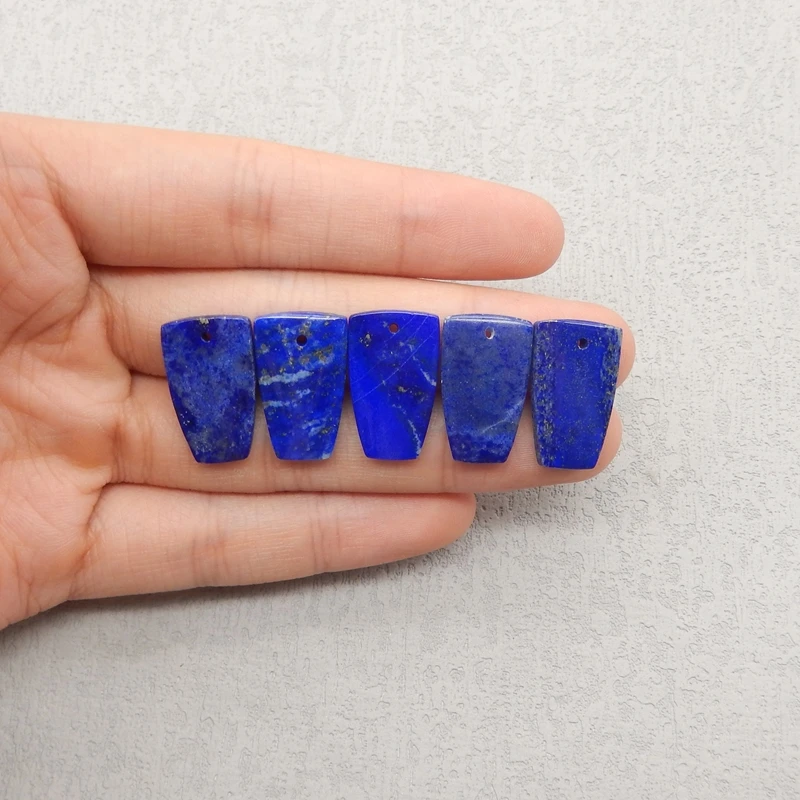 Set di perline pendenti e orecchini con pendente forato frontale in lapislazzuli naturale Set di accessori per la creazione di gioielli fai da te di moda 5 pezzi 20x12x3mm 7,6 g