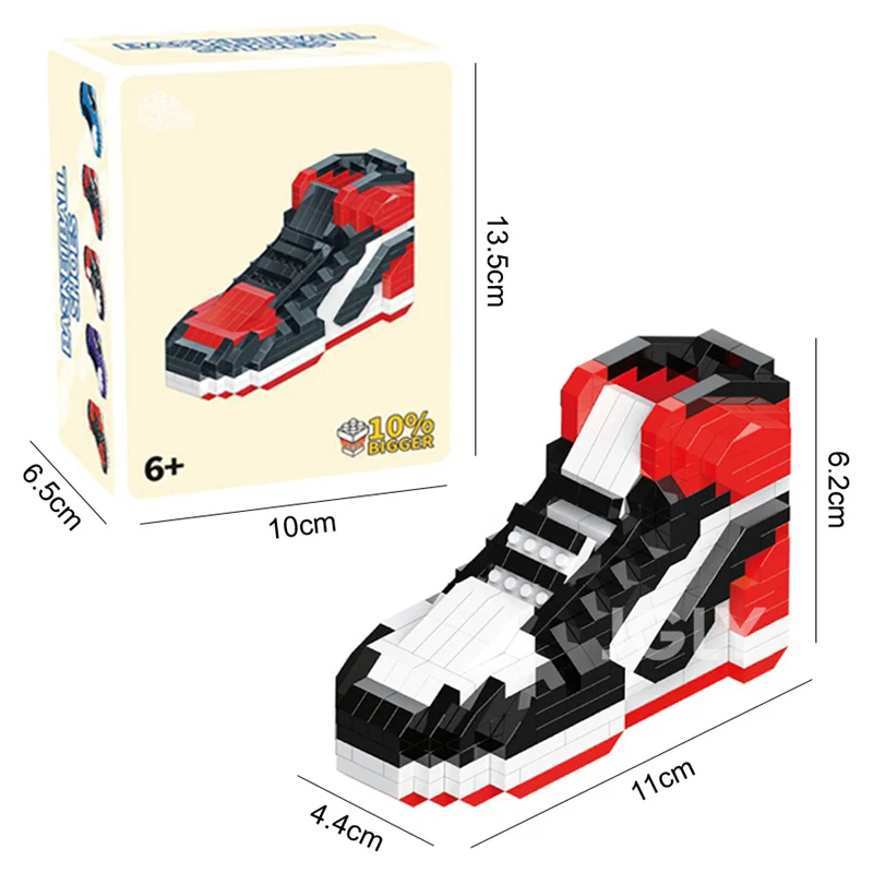 518PCS DIY Mini Building Block Boys Basketball Sports Shoes Anime Building Bricks Toys Sneakers Blocks Model For Kids Toy Gifts