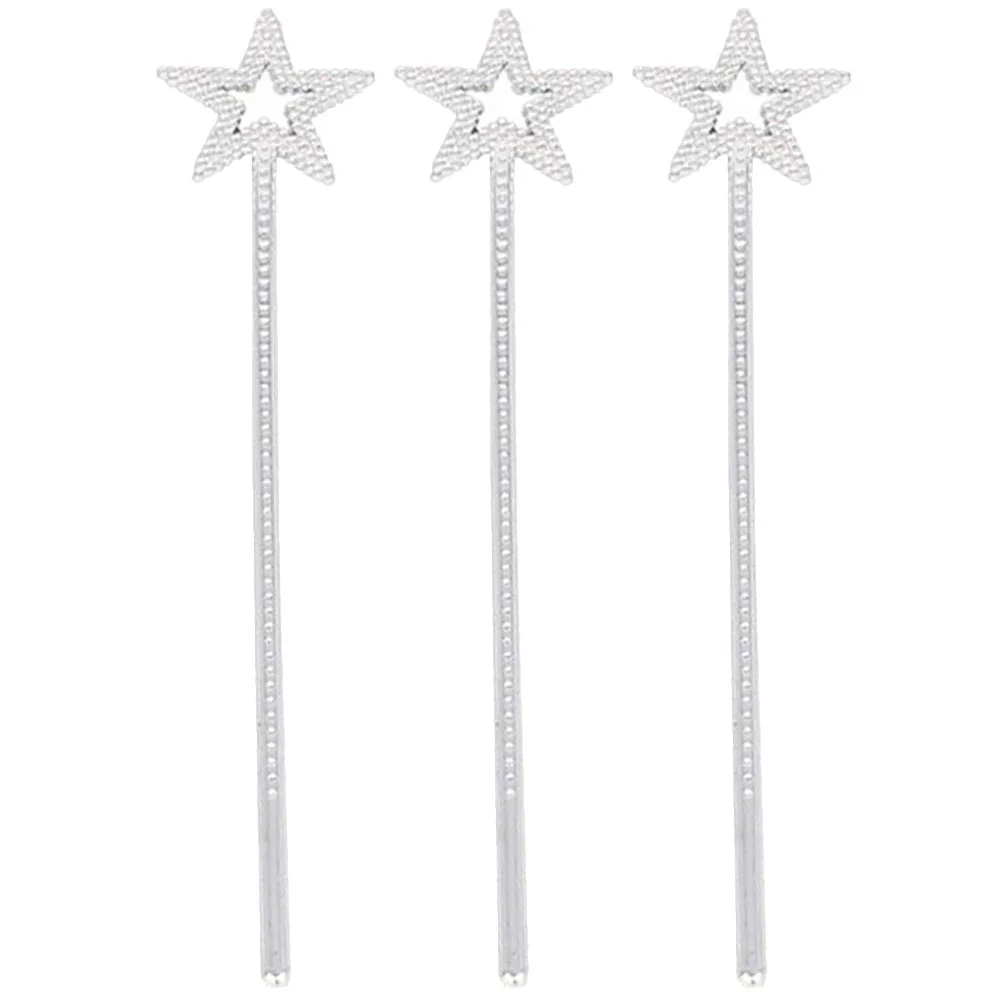 

3Pcs Star Wand Fairy Wand for Dress Up Party Cosplay Props Silver Fairy Wands Sticks Pretend Play Birthday