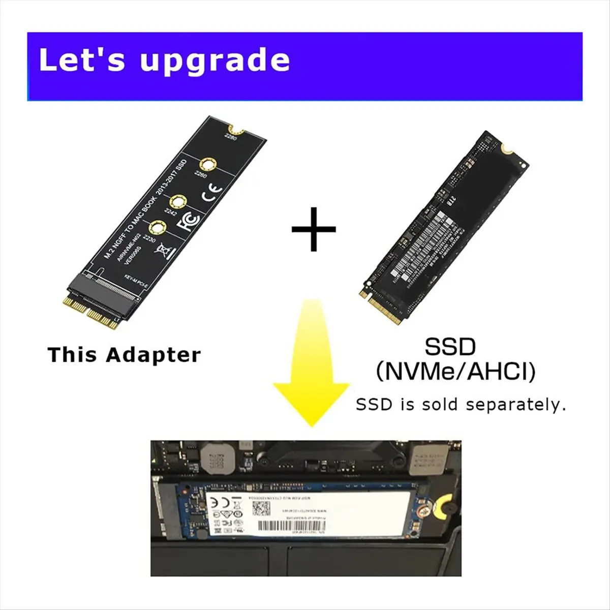 Side3 M.2 SSD Convert Adapter Card for Upgrade MacBook Pro (13-27) CAA