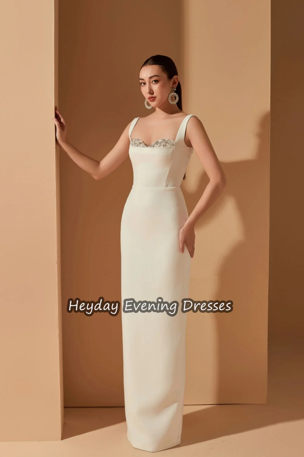 Heyday Crepe Mermaid Sweetheart Saudi Simple Prom Gown Beading Floor Length Elegant Evening Party Dresses For Women 2024