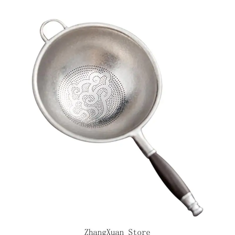 Fine Tea Filter Bowl with Wooden Handle for Hot Drink Making 3XUF