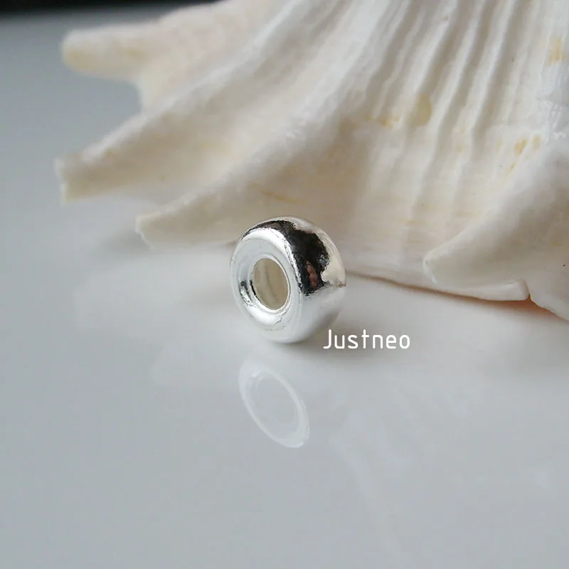 Solid 925 Sterling Silver Beads Rondelle/roundel Spacer Loose Bead Finding for Jewelry DIY ,1pc