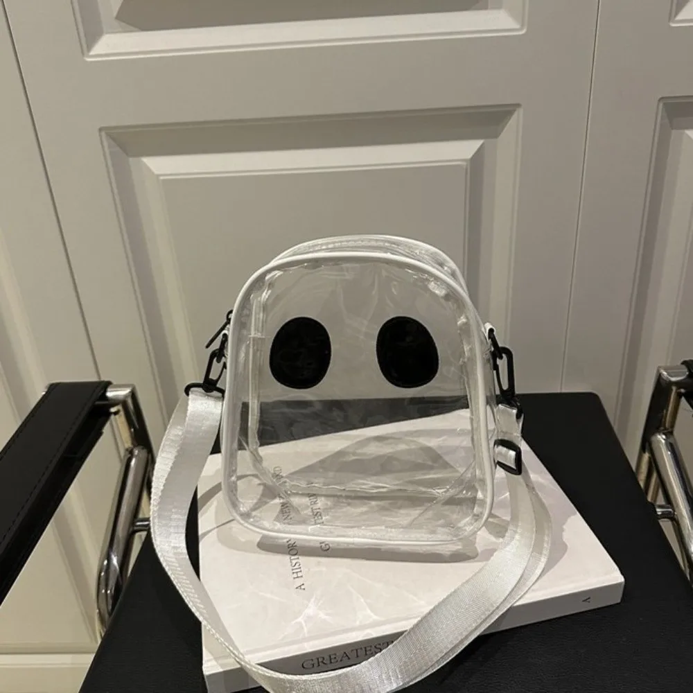 Adjustable PU Halloween Ghost Bag Waterproof Transparent Clear Shoulder Bag Zipper Large Capacity Crossbody Bag Gifts