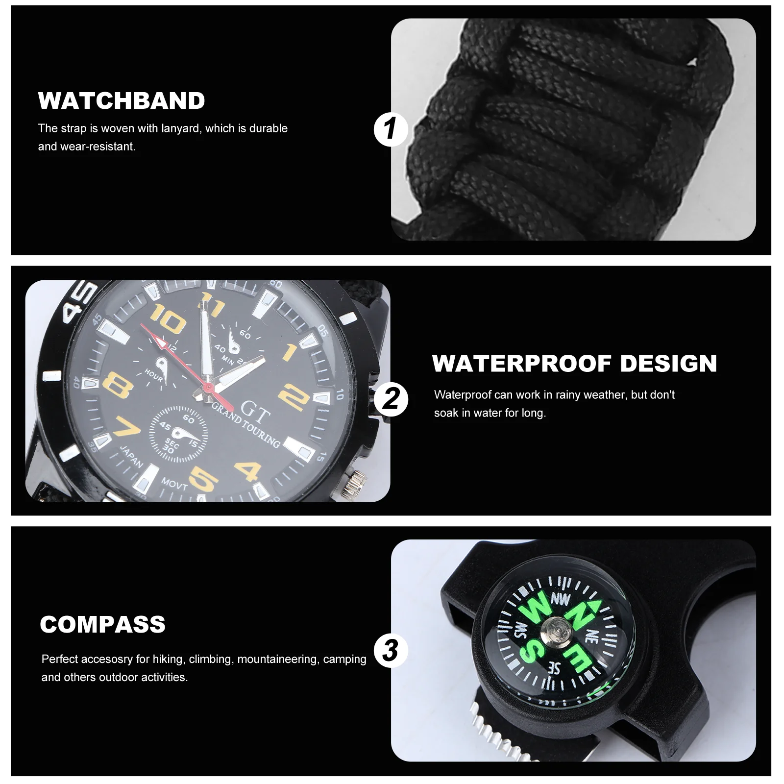 3 in Watches Multifunctional for Filed Exploration Outdoor with Thermometer 1 Mountaineering Camping Compass