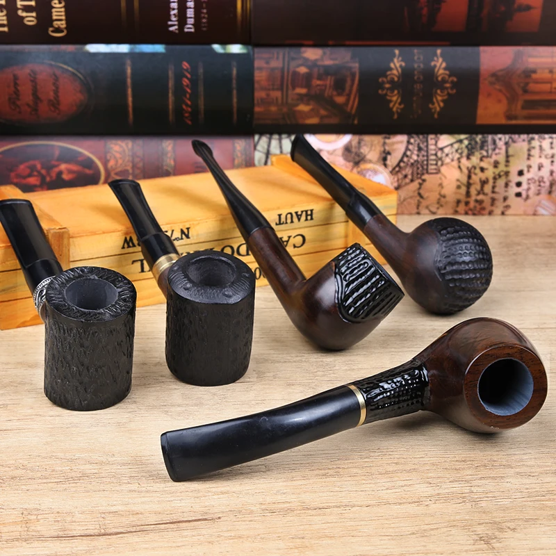 Straight and Bent Ebony Wood Carved Tobacco Pipes, Smoking Pipe, New Classic Tools, Smoking Accessories, Gift for Father, 9mm