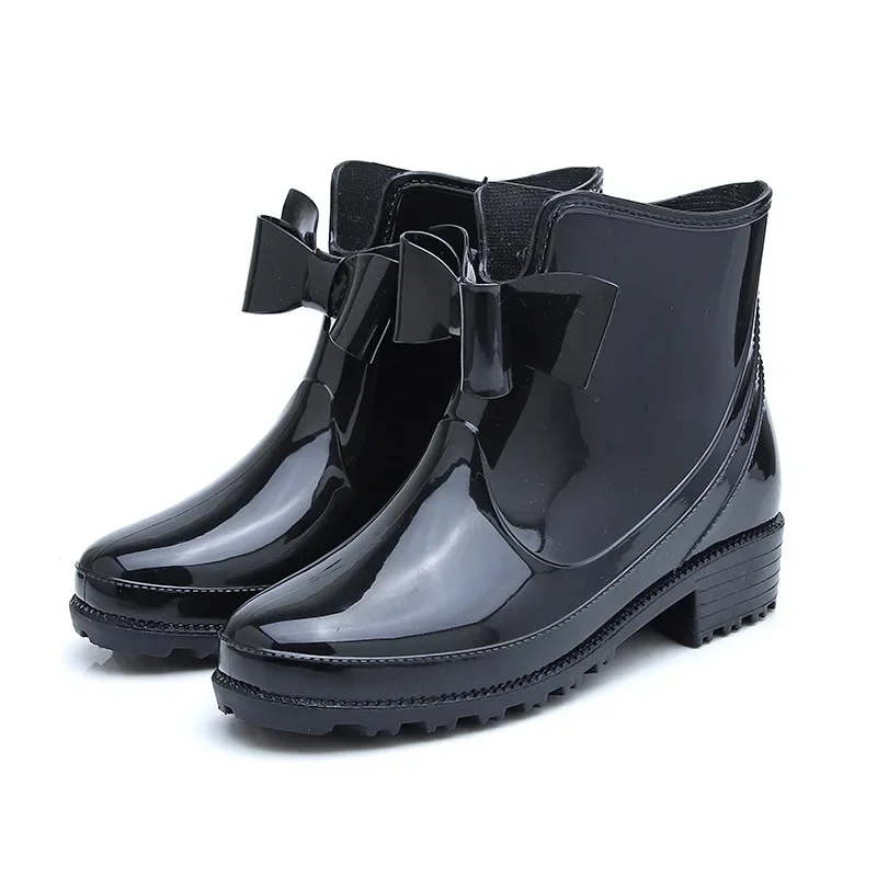 Botas de lluvia antideslizantes para mujer, zapatos de agua de fondo plano, de terciopelo, cálidos, 2021