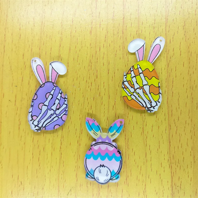 

10pcs Acrylic Cartoon Animal Rabbit Charms Easter Bunny Charm Pendant DIY Earrings Necklaces Key Chain Jewelry Making Crafts