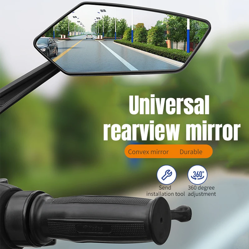 Motorcycle Rearview Mirror With High-Definition Convex Surface That Can Rotate 360 ° Motorcycle Electric Bicycle Riding Rearview