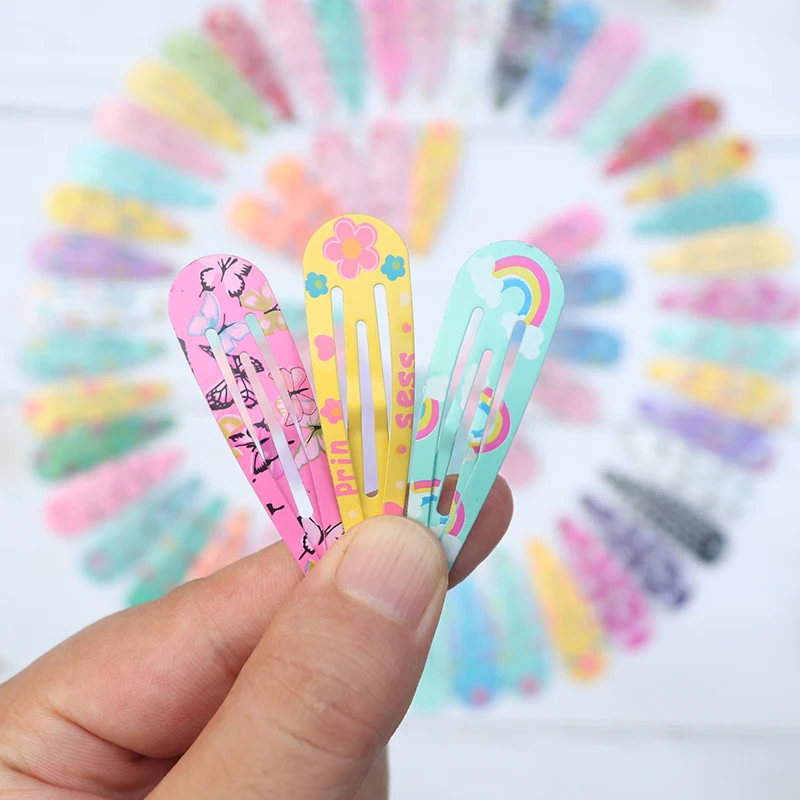 20-100 قطعة مقاطع الطباعة للشعر المشابك المعدنية المفاجئة مقاطع الشعر للفتيات الاطفال المراهقين النساء لطيف لون الحلوى دبابيس الشعر للهدايا