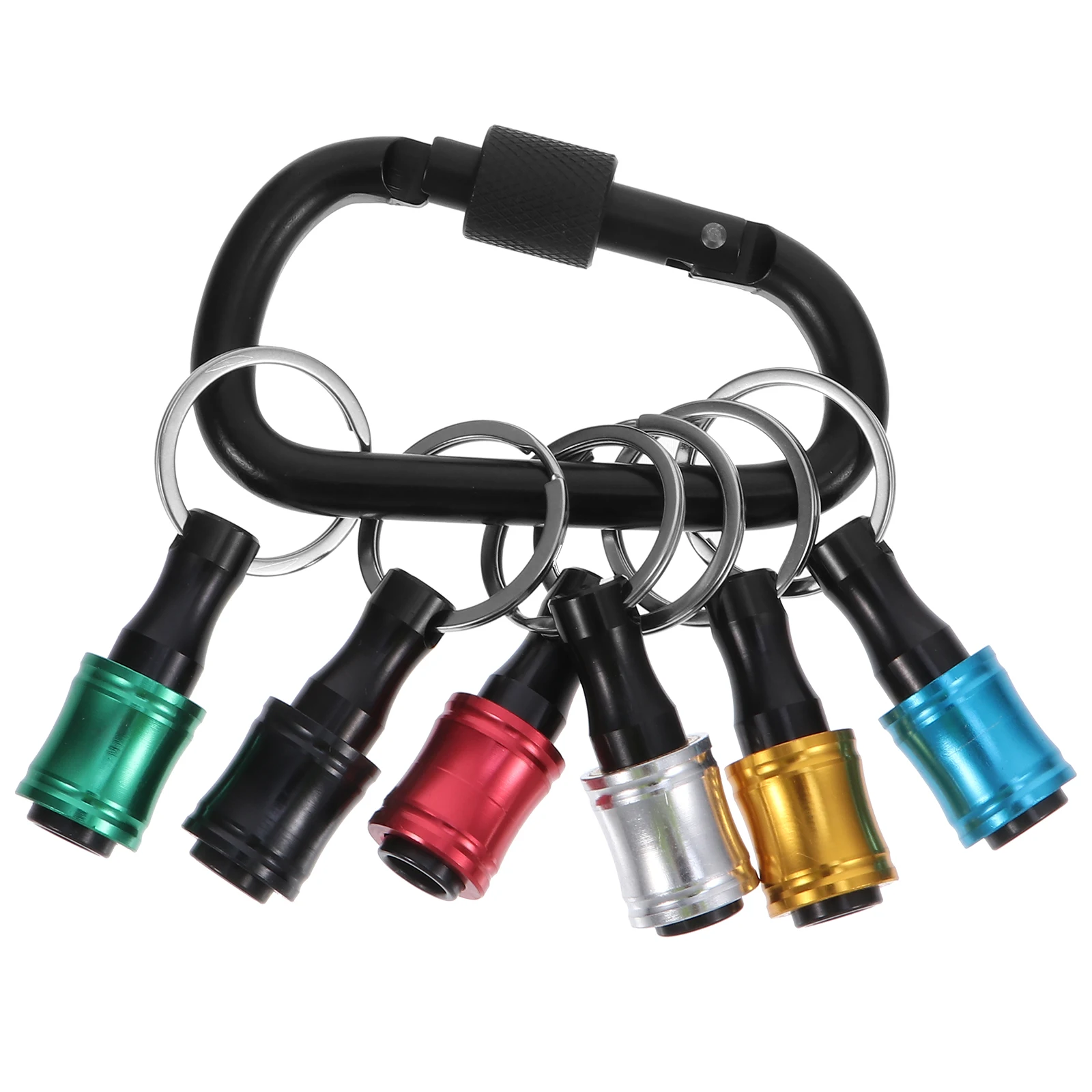 

6 pcs Stainless Steel Socket Extensions Portable Key Chain Posts Carabiner Bit Holder Universal Screwdriver Bits Connector