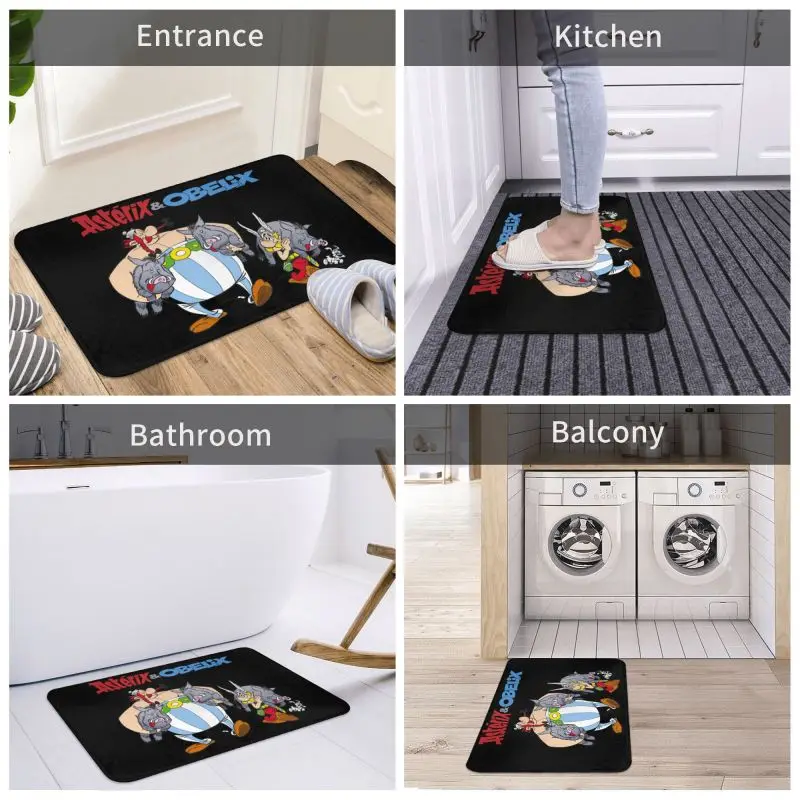 Asterix And Obelix Hunting Doormat Anti-Slip Bath Kitchen Mat Living Room Door Floor Entrance Carpet Rug