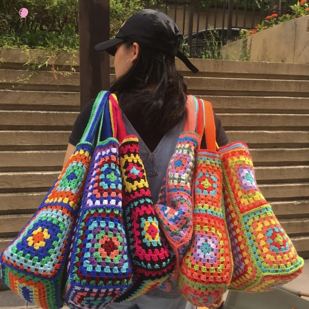 Bohemian Crochet Women Shoulder Bags Knitting Large Capacity Tote Bag Casual Lady Handbags Big Shopper Purses Summer Beach Bags