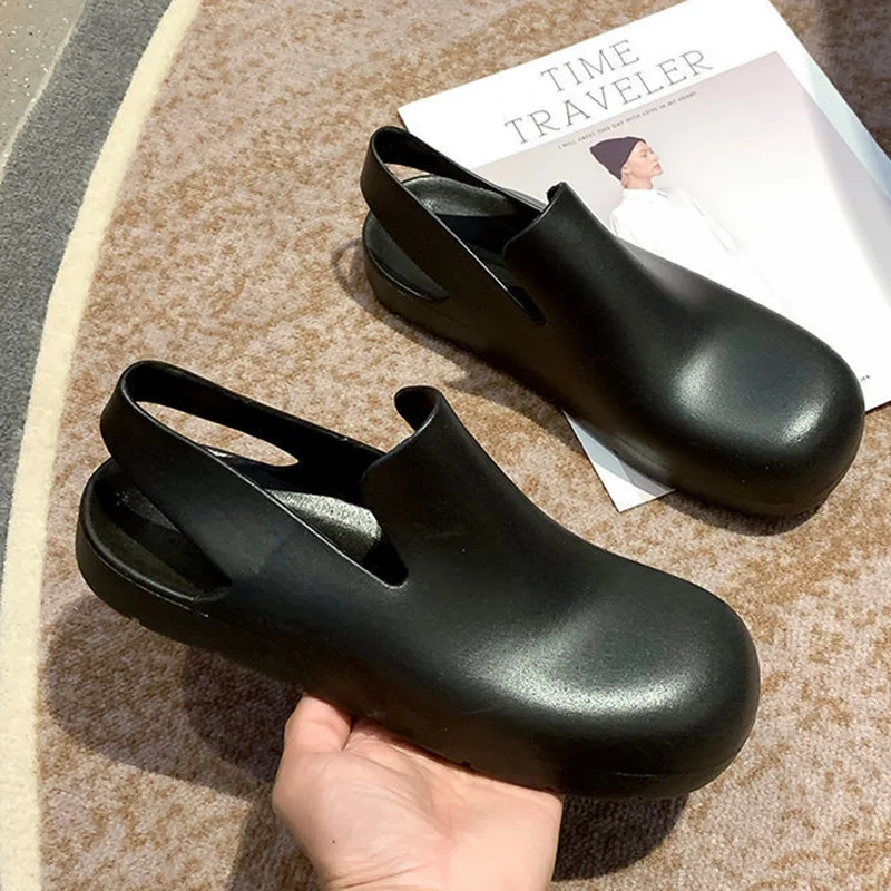 Baotou – sandales décontractées à semelles souples pour femmes, chaussures de pluie plates et simples, en plastique gelée, taille 36 à 40, nouvelle collection été 2023