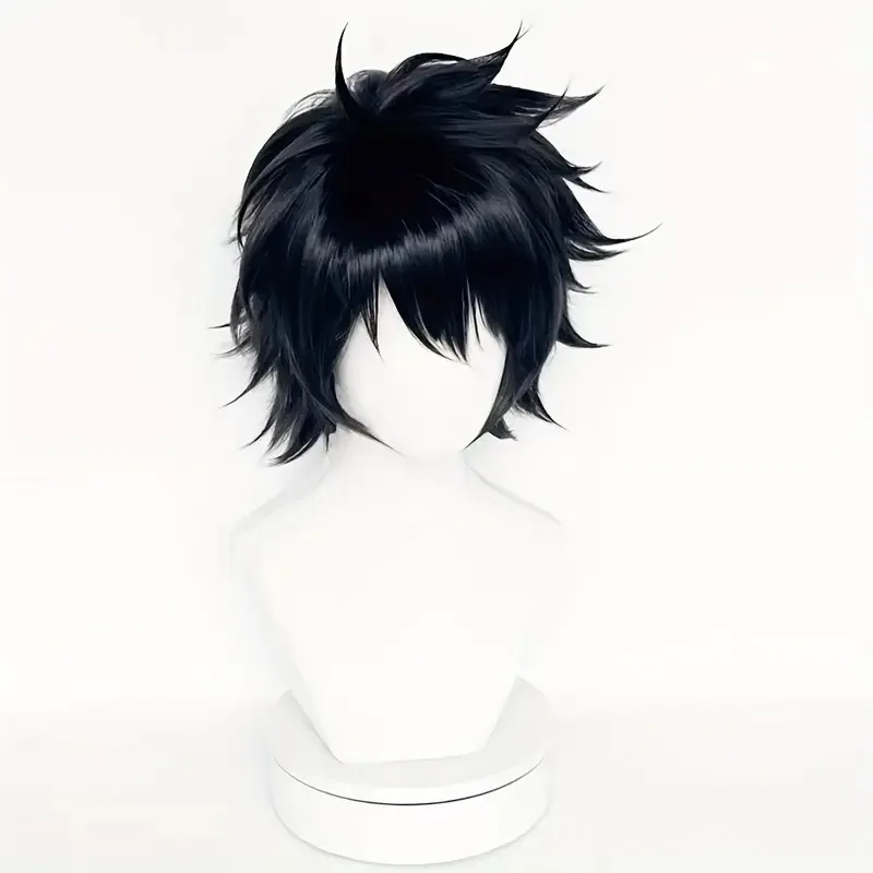 Death note detetive l papel headwear chapelaria l·lawliet cos peruca anime personagem acessórios para o cabelo preto reflexo ação cabelo curto