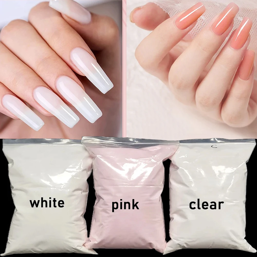 

100g White Clear Nail Acrylic Powder Wholesale Solid Colors Crystal Nail Powders Extension/Dipping/Engraving manicure Pigment