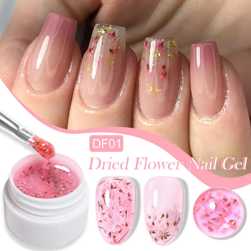 Gel de esmalte de flor seca, Gel UV, Floral Natural, DIY Nail Art, Semi Permanente, Soak Off, Vernizes de pintura, 8ml