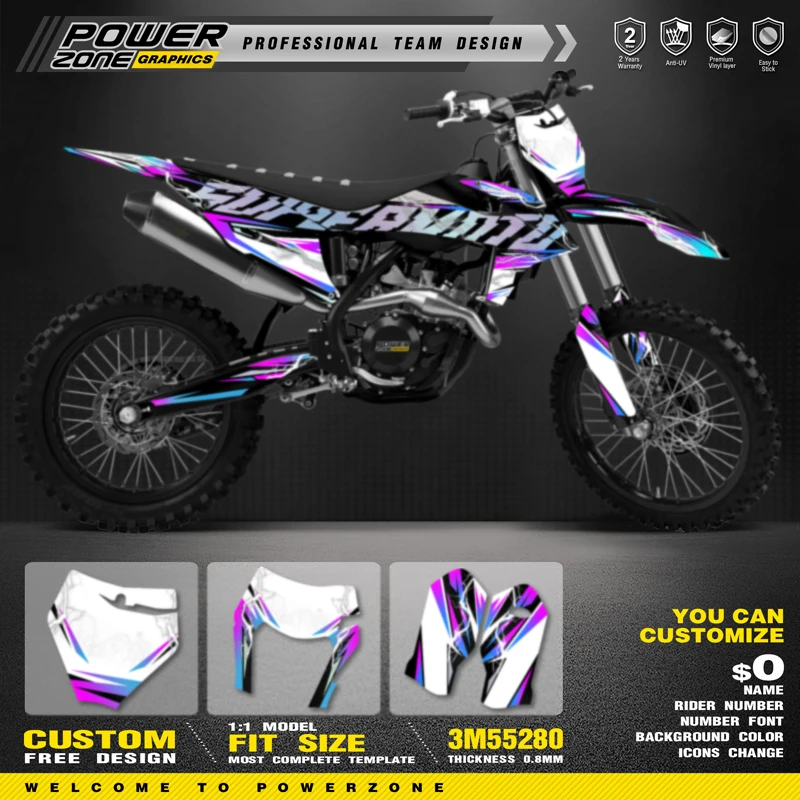 PowerZone Custom Team Graphics Backgrounds Decals Stickers Kit For KTM SX SXF MX 2019-2022 EXC XCW Enduro 20-23 125 to 500cc 172