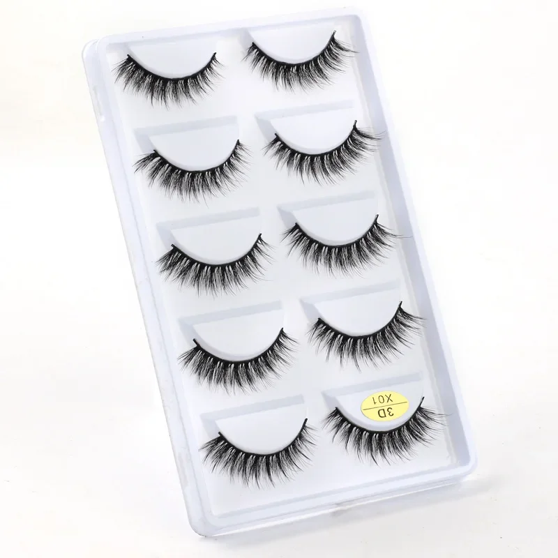 5 par rzęs Cat Eye Lashes Faux Mink Eyelashes Natural Long Manga Lashes Winged Soft Idol Lash Clusters Reusable Self Adhesive Lashe