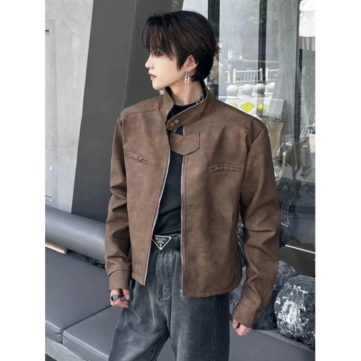 

Loose Men's Jaet 2024 Autumn Faion Street Sle Harajuku Korean Version Spring Autumn Cool Haome Outerwear Coat