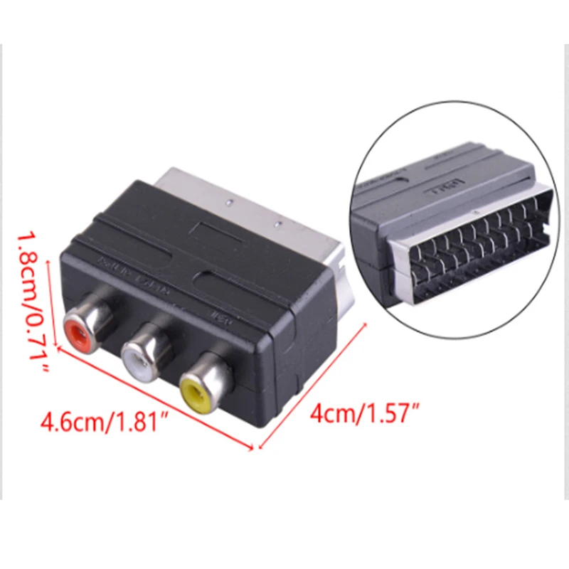 

Scart Converter Audio Video Adapter 21PIN Scart Male Plug to 3RCA Photo Female Socket Adapter AV TV Input for PS4 WII DVD VCR