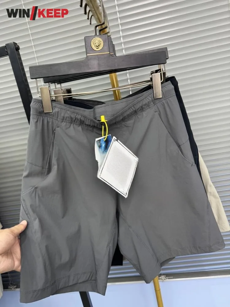 

2025 New Summer Outdoor Mens Solid Color Quick Drying Hiking Training Pants Shorts Breathable Straight Sport Camping
