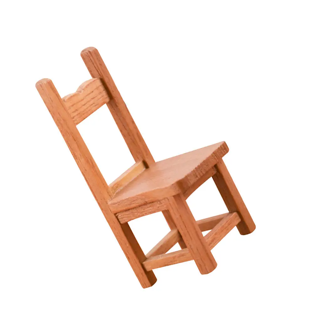 

Single Thicken Mini Wooden Backrest Chair Durable Lightweight Stable Decorative Furniture Layout Props Small Ornament