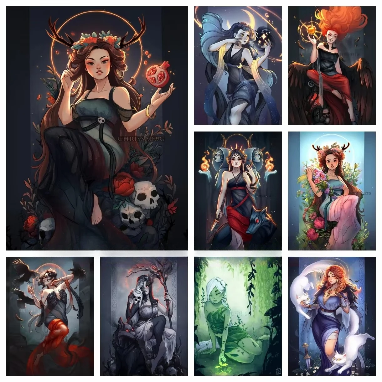 Mythische Göttin DIY Diamant-Mosaik-Stickerei Dunkle Gothic-Fantasie-Kunst Kreuzstich Handgemachtes Kunsthandwerk Heimdekoration