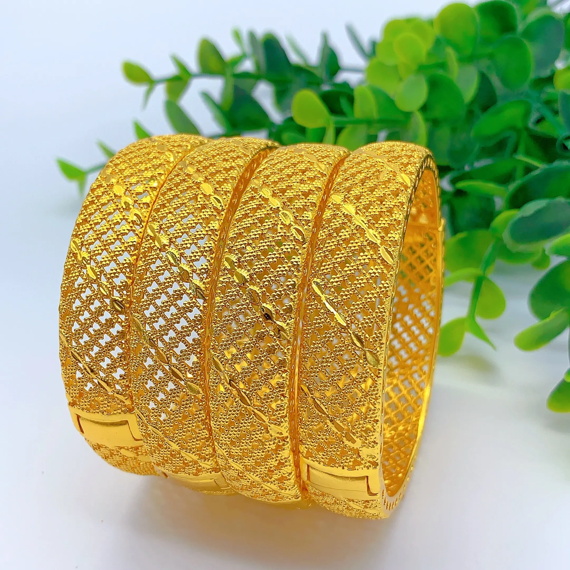 Arabic 24k Gold Plated Bangles For Women Wholesale Indian Dubai Bridal Bangles Bracelets Wedding Bangles Jewellery Party Gifts