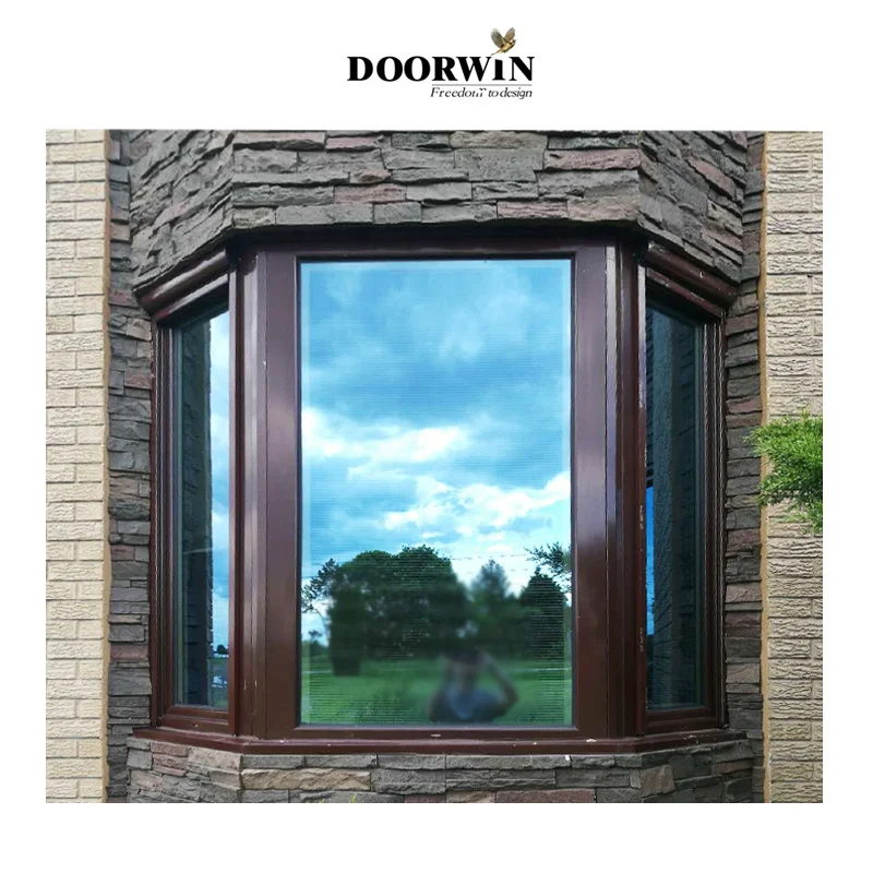 China Manufacturer Cheap Price Solid Wood OAK Bay Bow Garden And Corner Window With Built-in Shutter For Sale Lowes