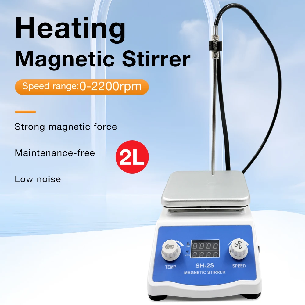 Magnetic Stirrer 2L Capacity Digital Heating Stirrer with Temperature Control Hotplate for Reliable Experimental Mixing
