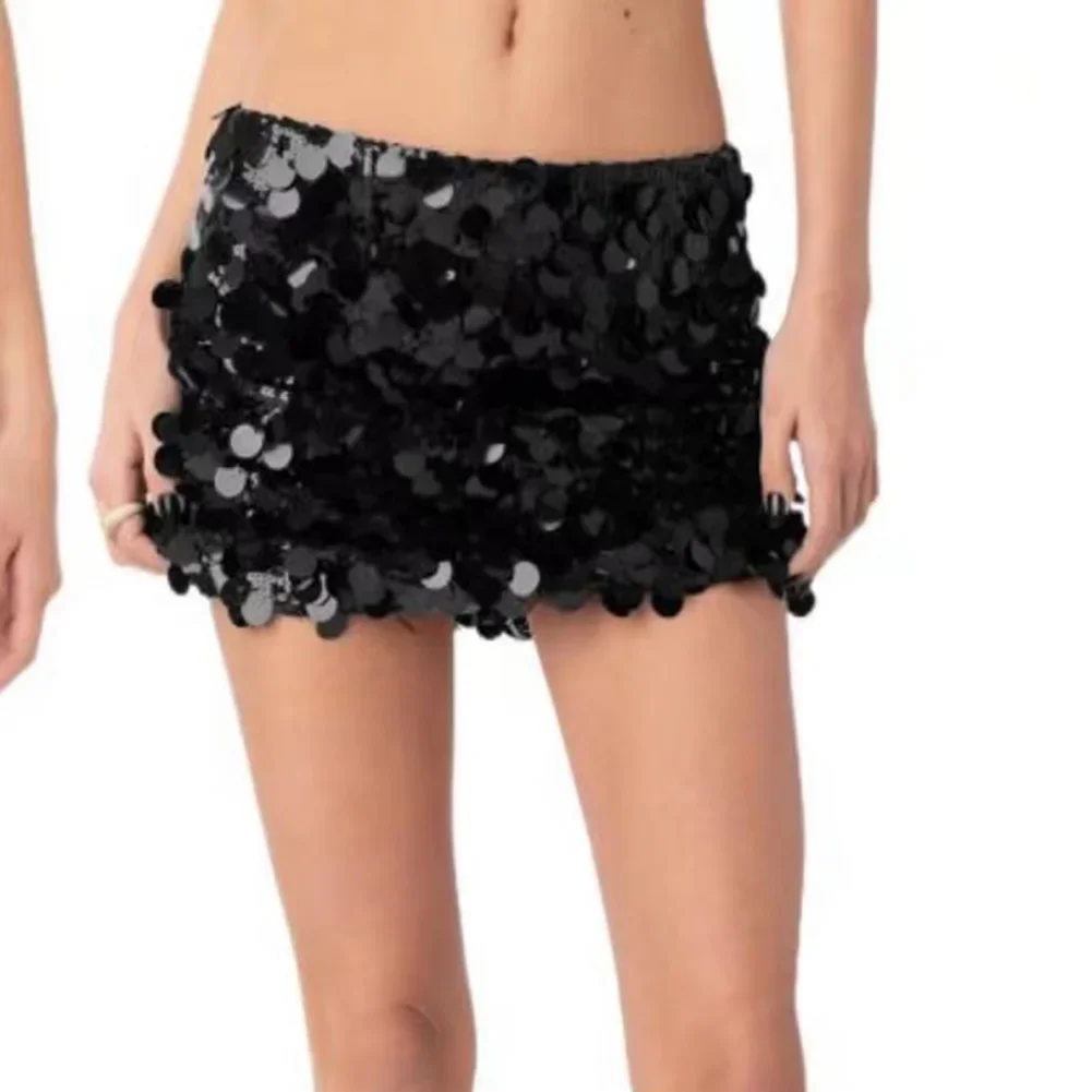 For Dance Events Dance Club Costume Sparkle Sequin Skirt Clubwear Sequin Mini Skirt Sequin Skirt Moderate Elasticity
